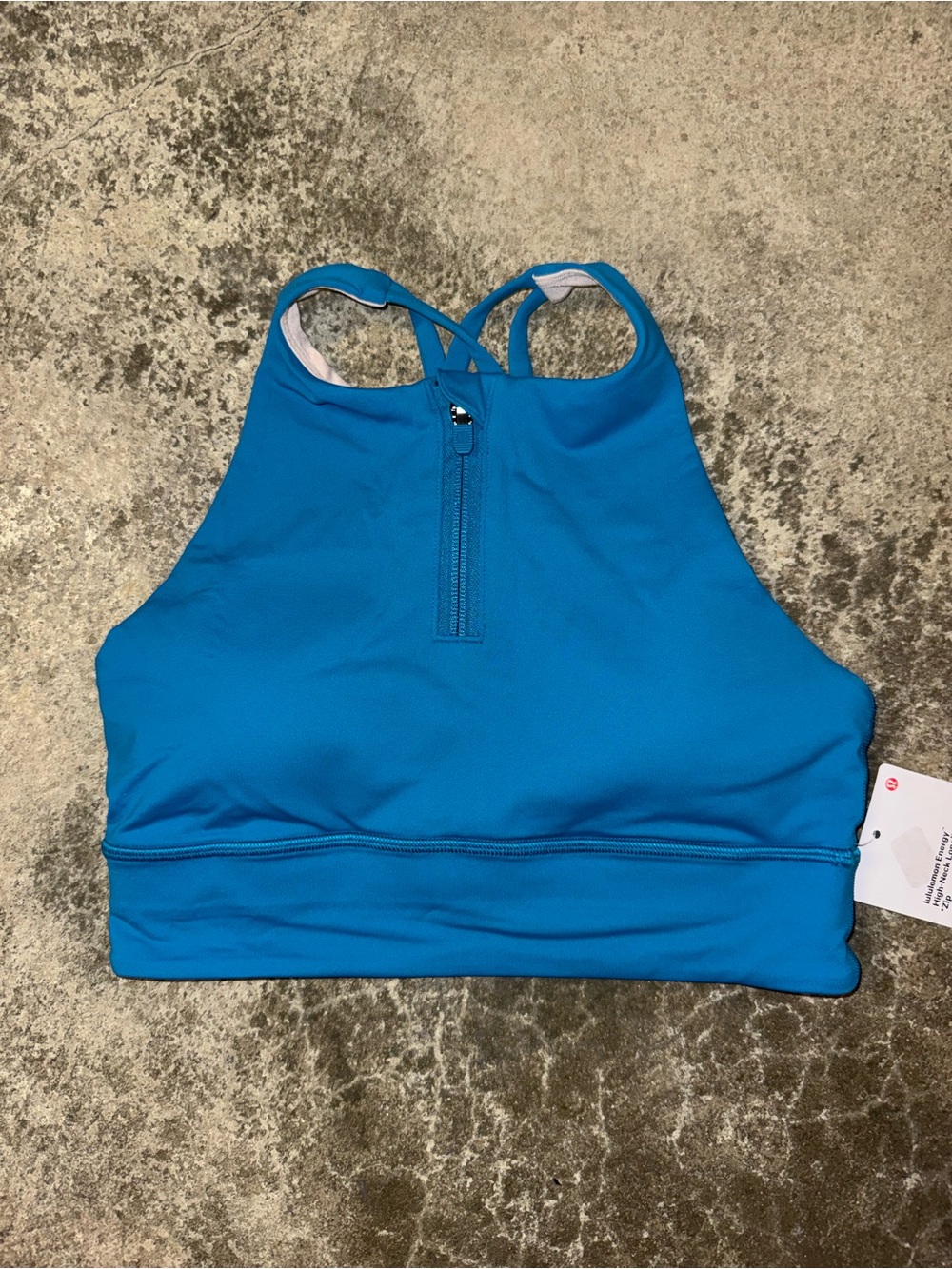 High-Neck Blue Women's Sports Bra Top